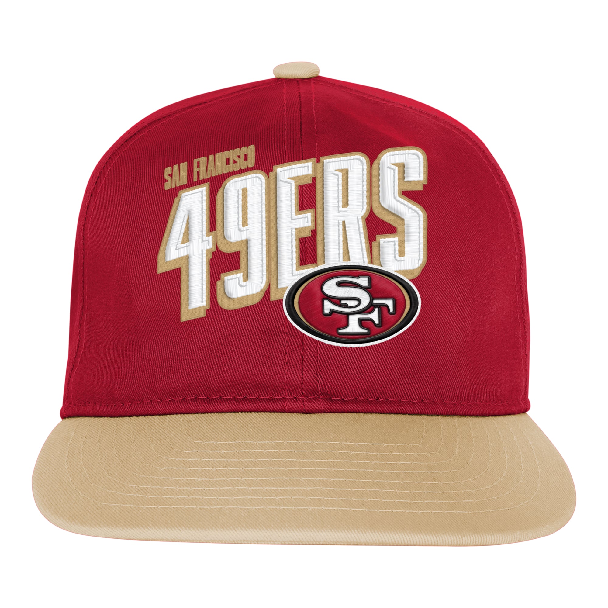 Casquette à visière plate Outerstuff rouge écarlate et or des 49ers de San Francisco pour jeunes