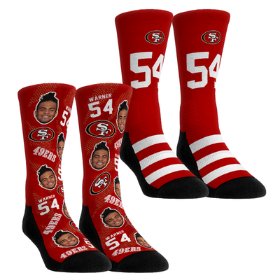 Fred Warner San Francisco 49ers Rock Em Youth Player Football Guy Two-Pack Crew Sock Set