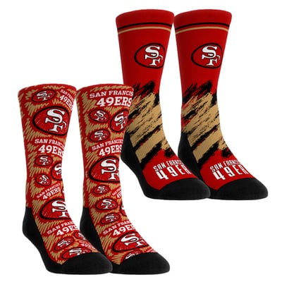  San Francisco 49ers Rock Em Youth Throwback Two-Pack Crew Socks Set - Maroon