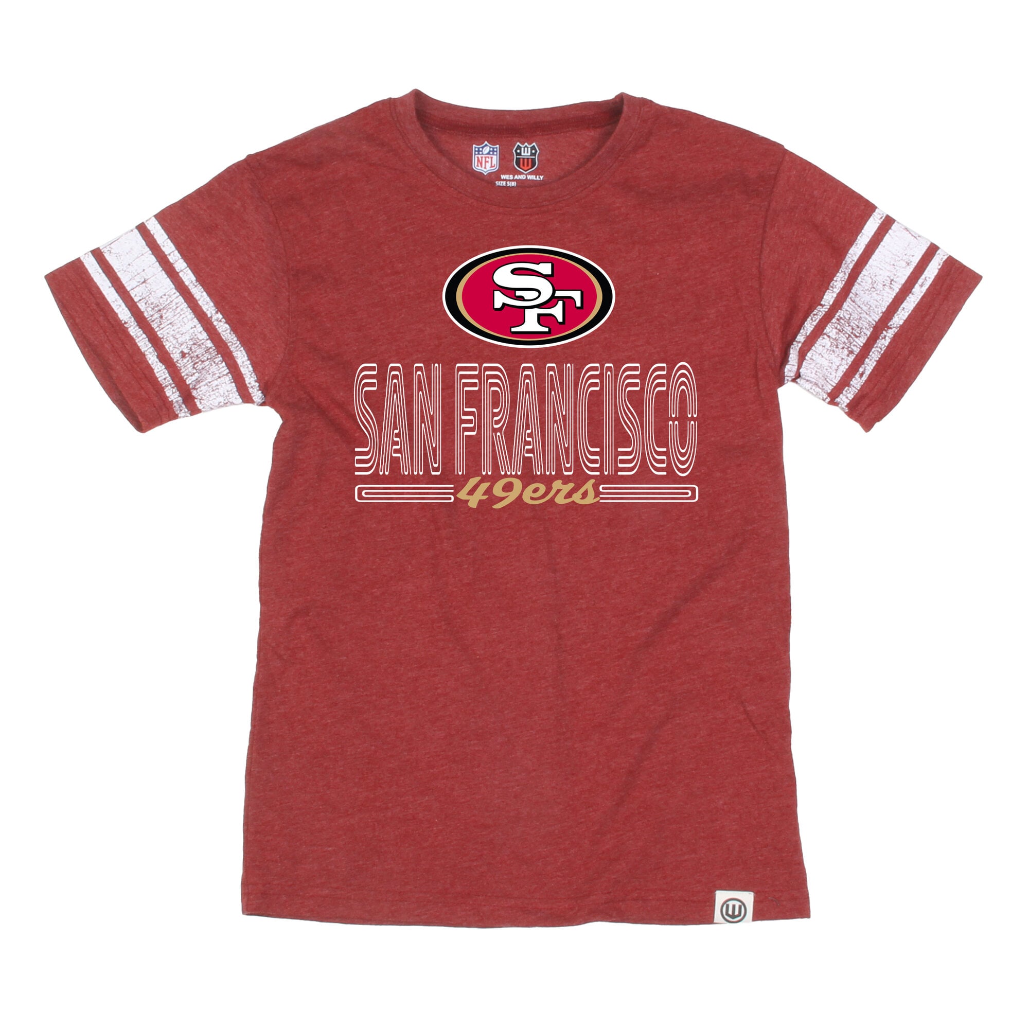 Youth Wes & Willy Scarlet San Francisco 49ers Football Jersey T-Shirt