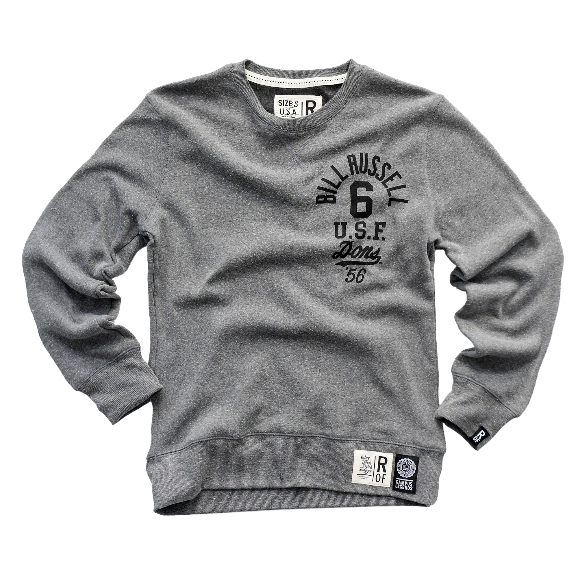 Unisex Roots of Fight Bill Russell Gray San Francisco Dons Tri-Blend Sweatshirt