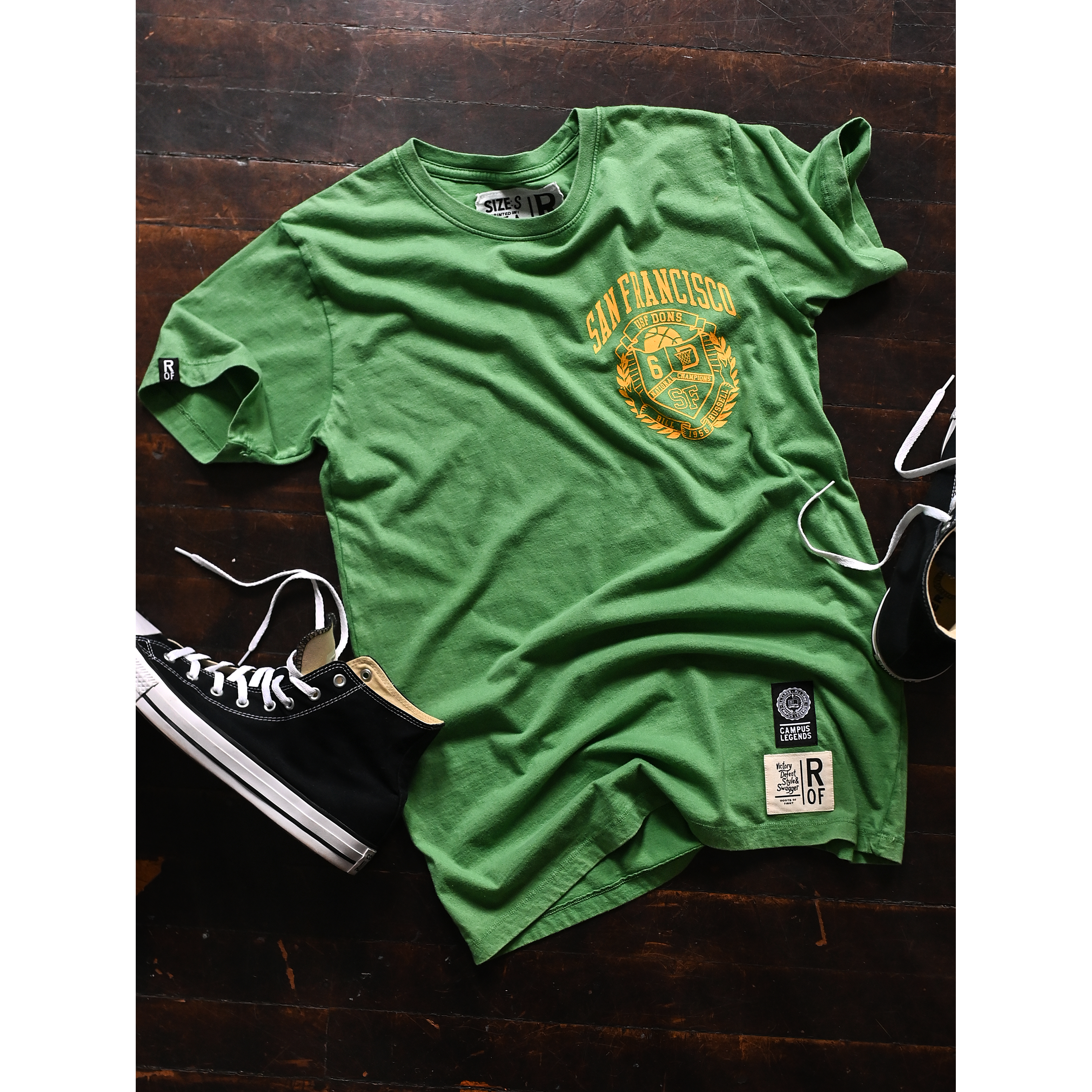Unisex Roots of Fight Bill Russell Green San Francisco Dons T-Shirt