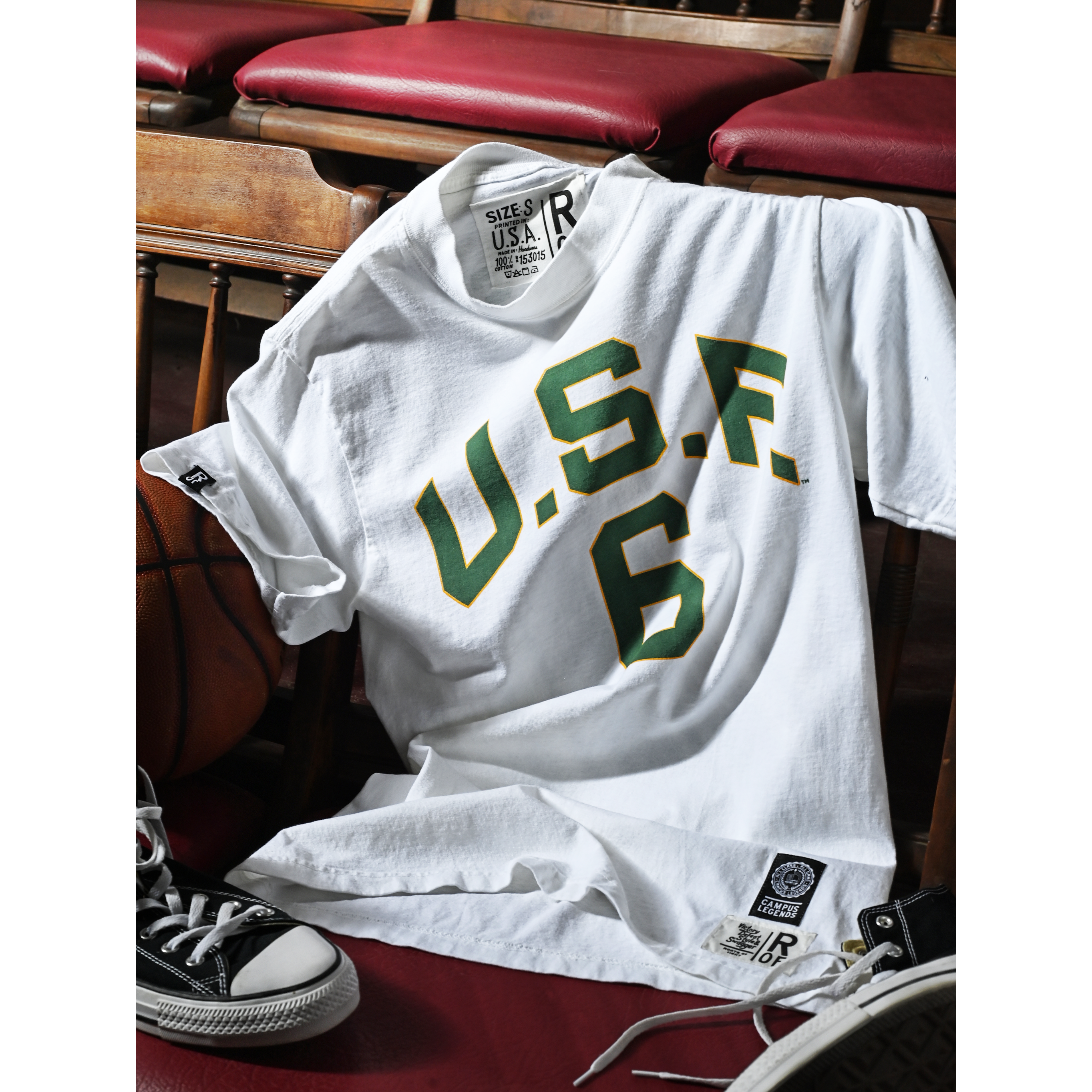 Unisex Roots of Fight Bill Russell White San Francisco Dons Heavyweight T-Shirt