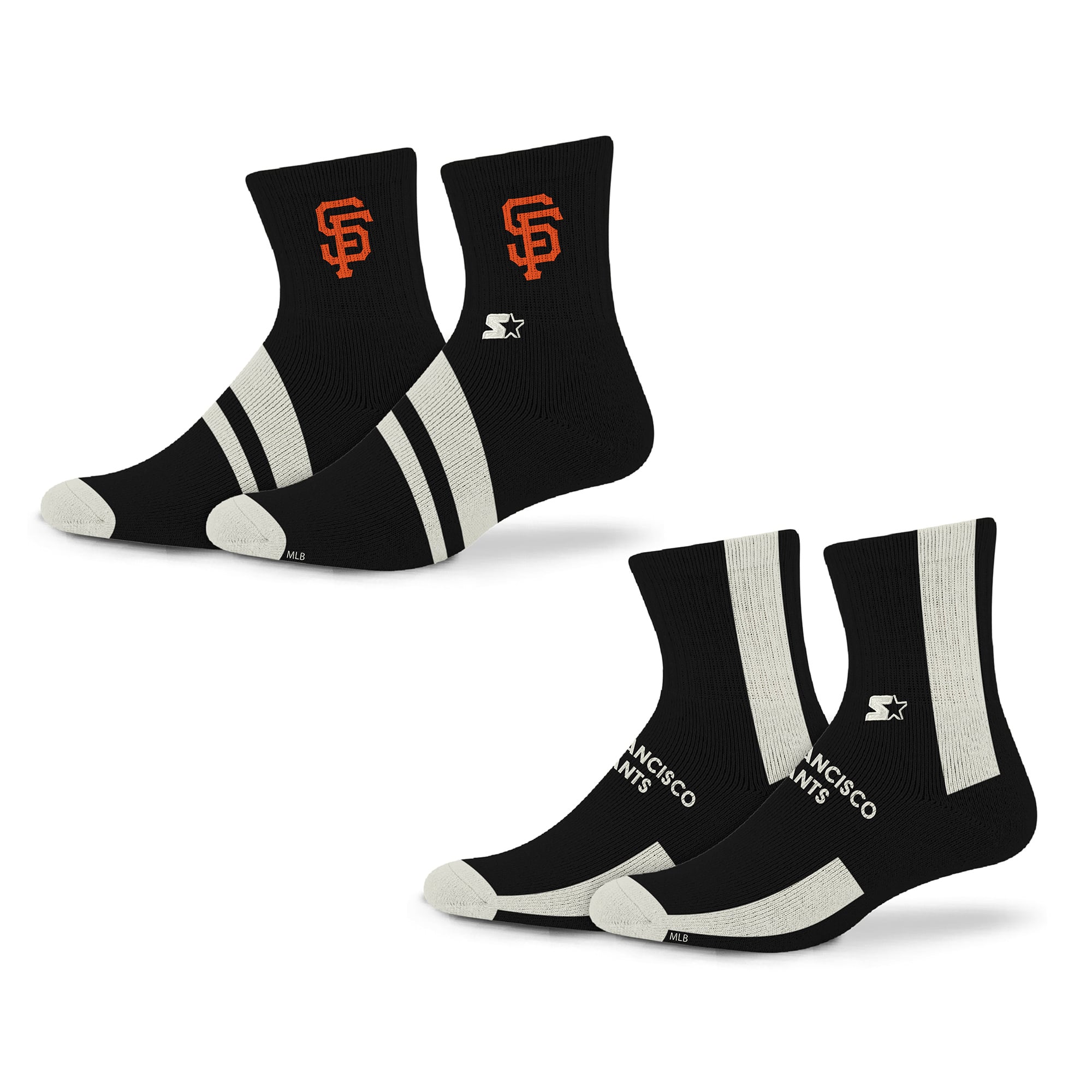 Chaussettes Starter noires San Francisco Giants Summit Stripe, lot de 2 paires
