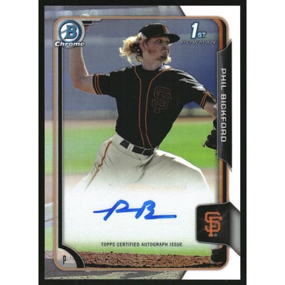 2015 Bowman Chrome Draft Draft Pick Autographs Refractors #BCAPB Phil Bickford