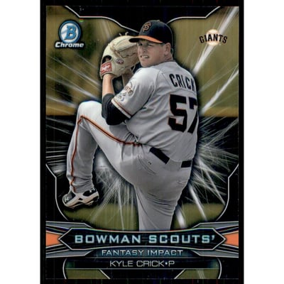 2015 Bowman Chrome Draft Scouts Fantasy Impacts Gold Refractors #BSIKC Kyle Crick