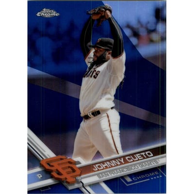 2017 Topps Chrome Blue Refractors #13 Johnny Cueto