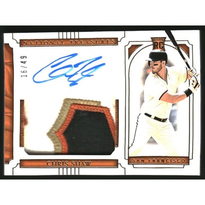 2019 Panini National Treasures Gold #15 Chris Shaw JSY AU/49