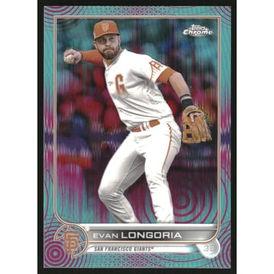 2022 Topps Chrome Sonic Aqua Pink Sonic Refractors #54 Evan Longoria