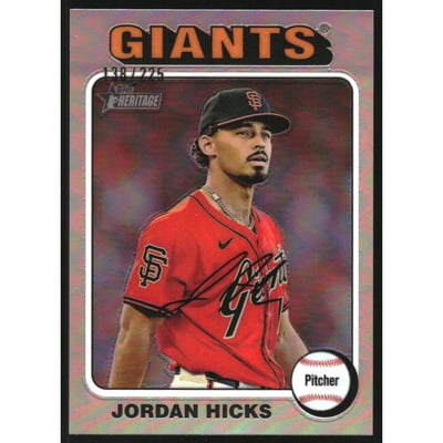2024 Topps Heritage Chrome Silver Refractors #525 Jordan Hicks HN/225