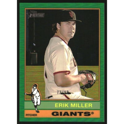 2025 Topps Heritage Chrome Green Refractors #558 Erik Miller