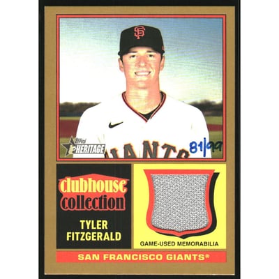 2025 Topps Heritage Clubhouse Collection Relics Gold #CCRTF Tyler Fitzgerald