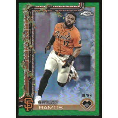 2025 Topps Holiday Chrome Green Refractors #HC129 Heliot Ramos
