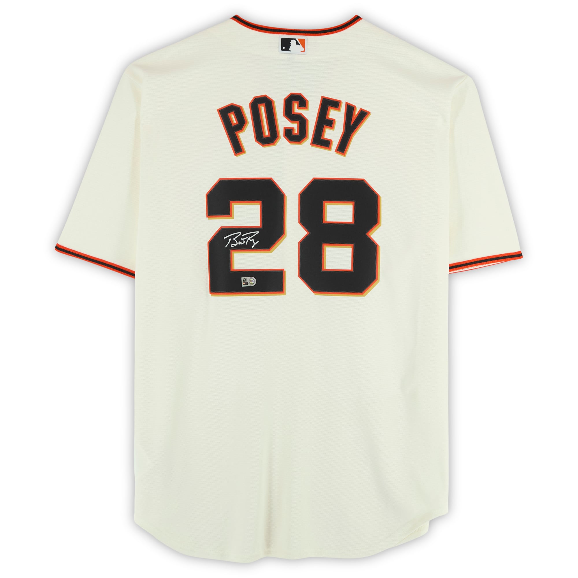 Maillot réplique Nike crème autographié par Buster Posey des Giants de San Francisco