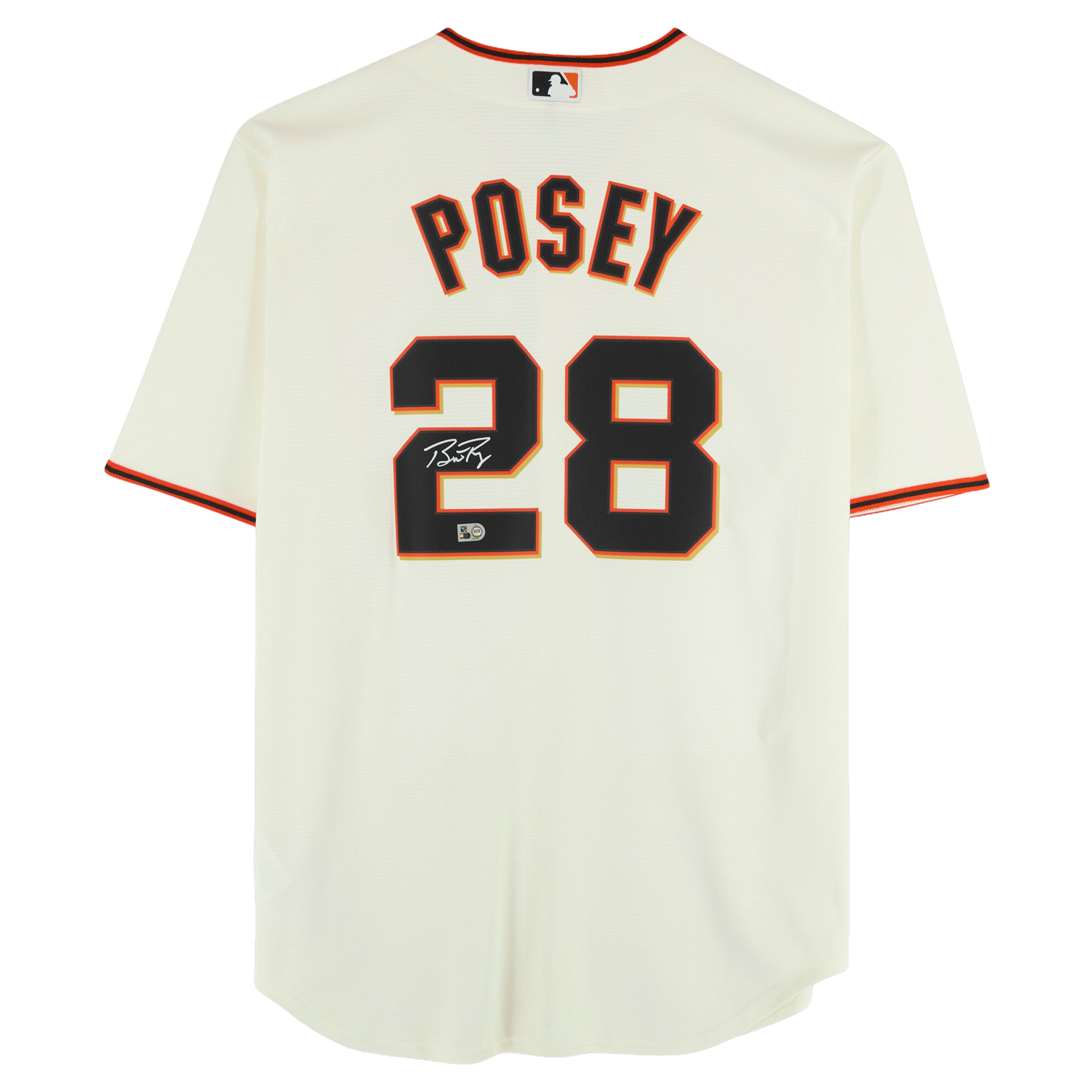 Maillot réplique Nike crème autographié par Buster Posey des Giants de San Francisco