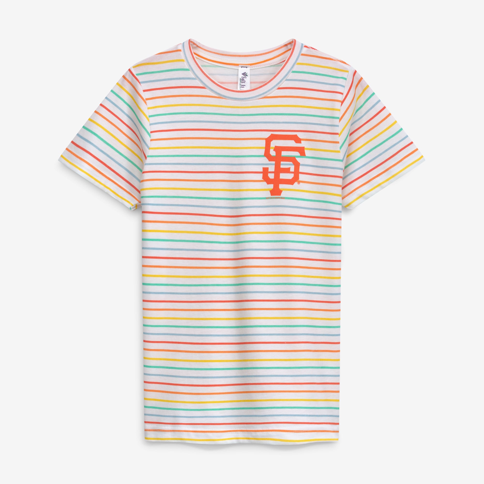 Girls Youth Soft as a Grape  White San Francisco Giants Striped T-Shirt