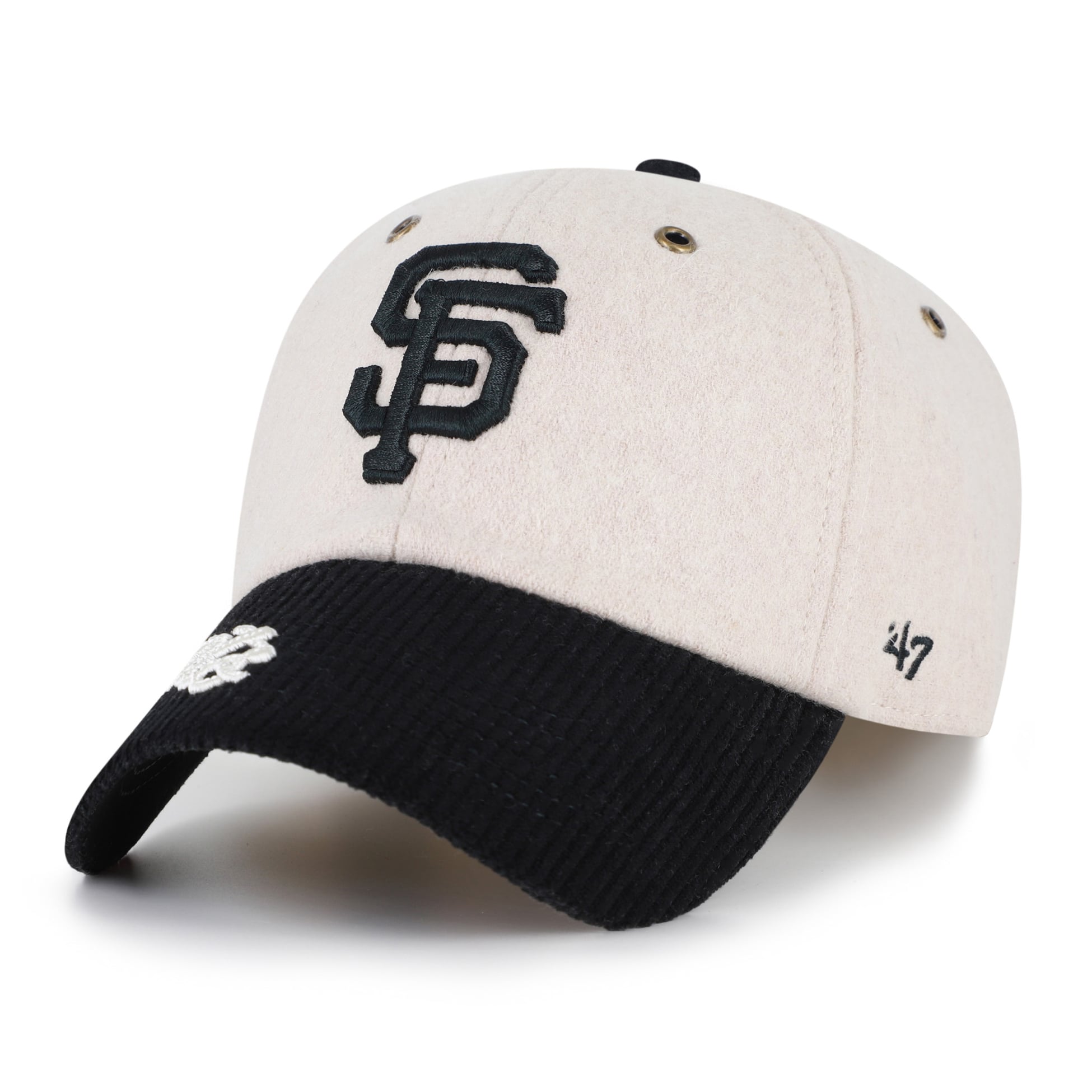 Men's '47 Natural/Black San Francisco Giants Rope Script Clean Up Adjustable Hat