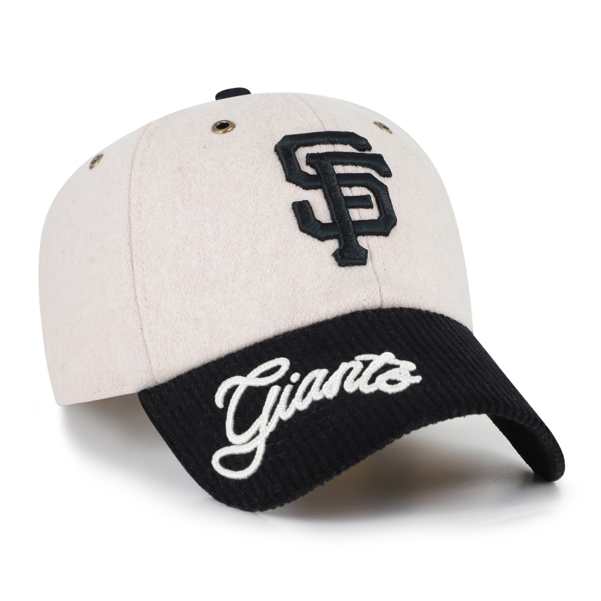 Men's '47 Natural/Black San Francisco Giants Rope Script Clean Up Adjustable Hat
