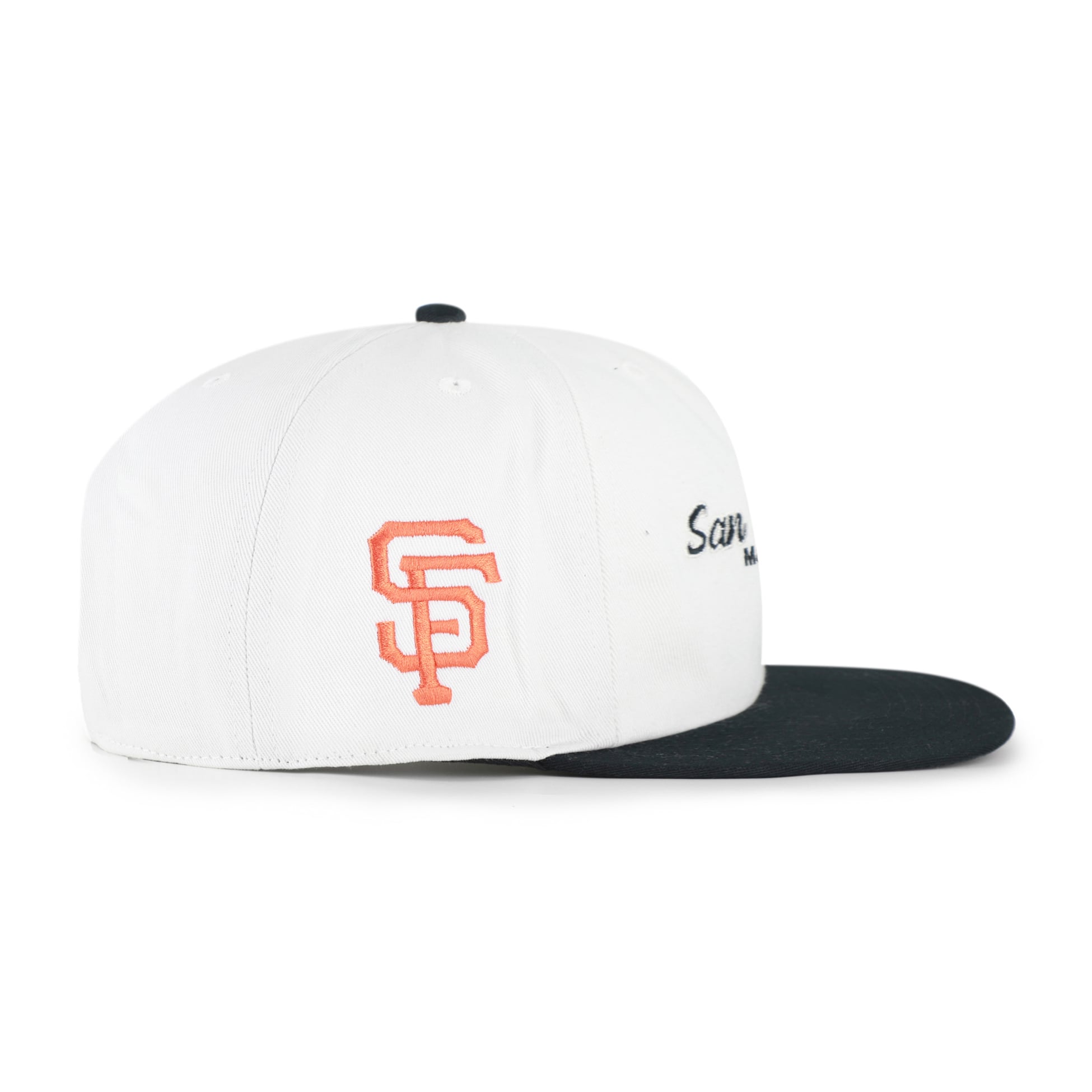Men's '47 White/Black San Francisco Giants Script Stack Relaxed Captain Snapback