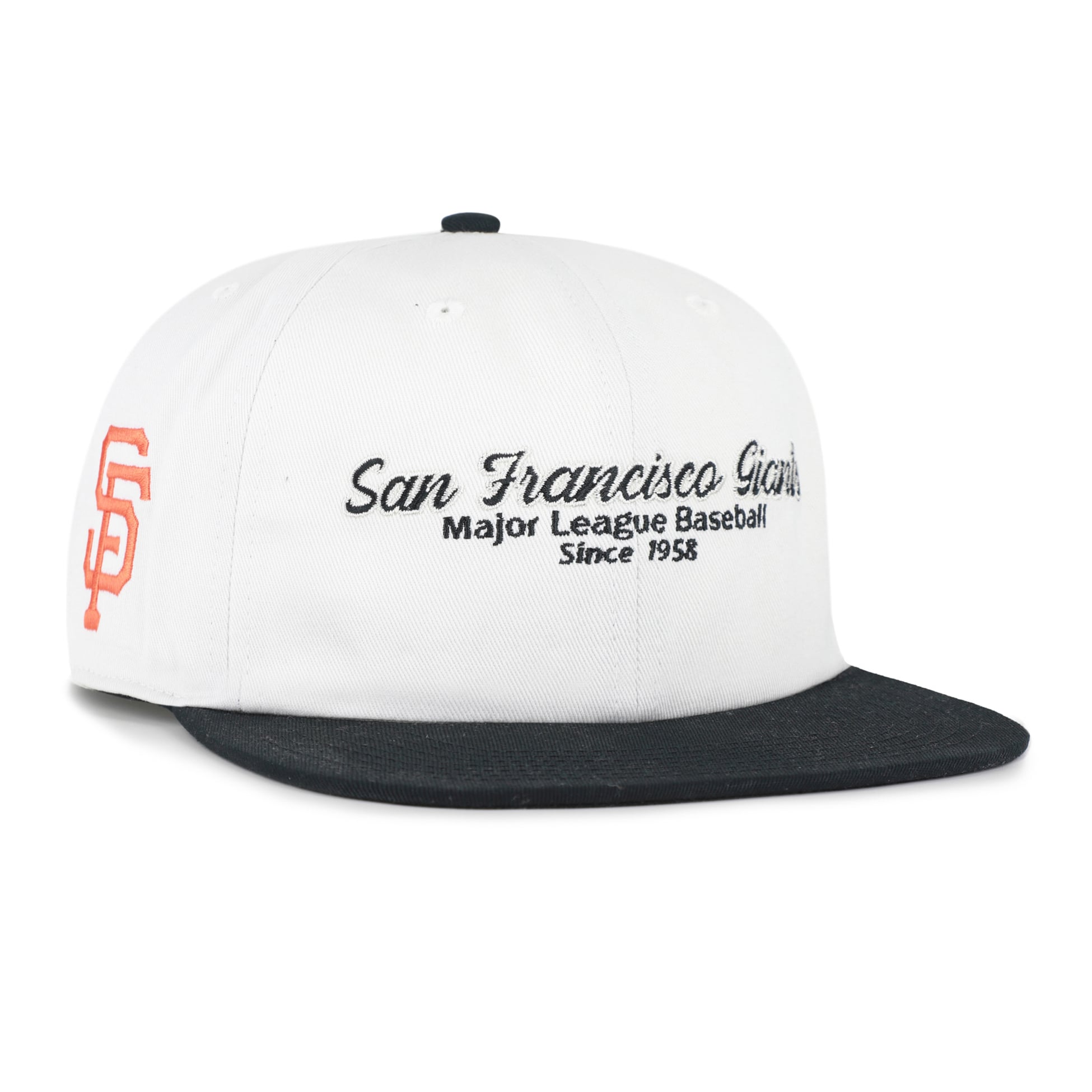 Men's '47 White/Black San Francisco Giants Script Stack Relaxed Captain Snapback