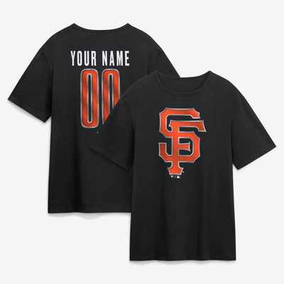 San Francisco Giants  Metallic Mascot Personalized Name & Number T-Shirt - Black
