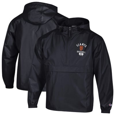  San Francisco Giants Champion Packable Windbreaker Half-Zip Jacket - Black