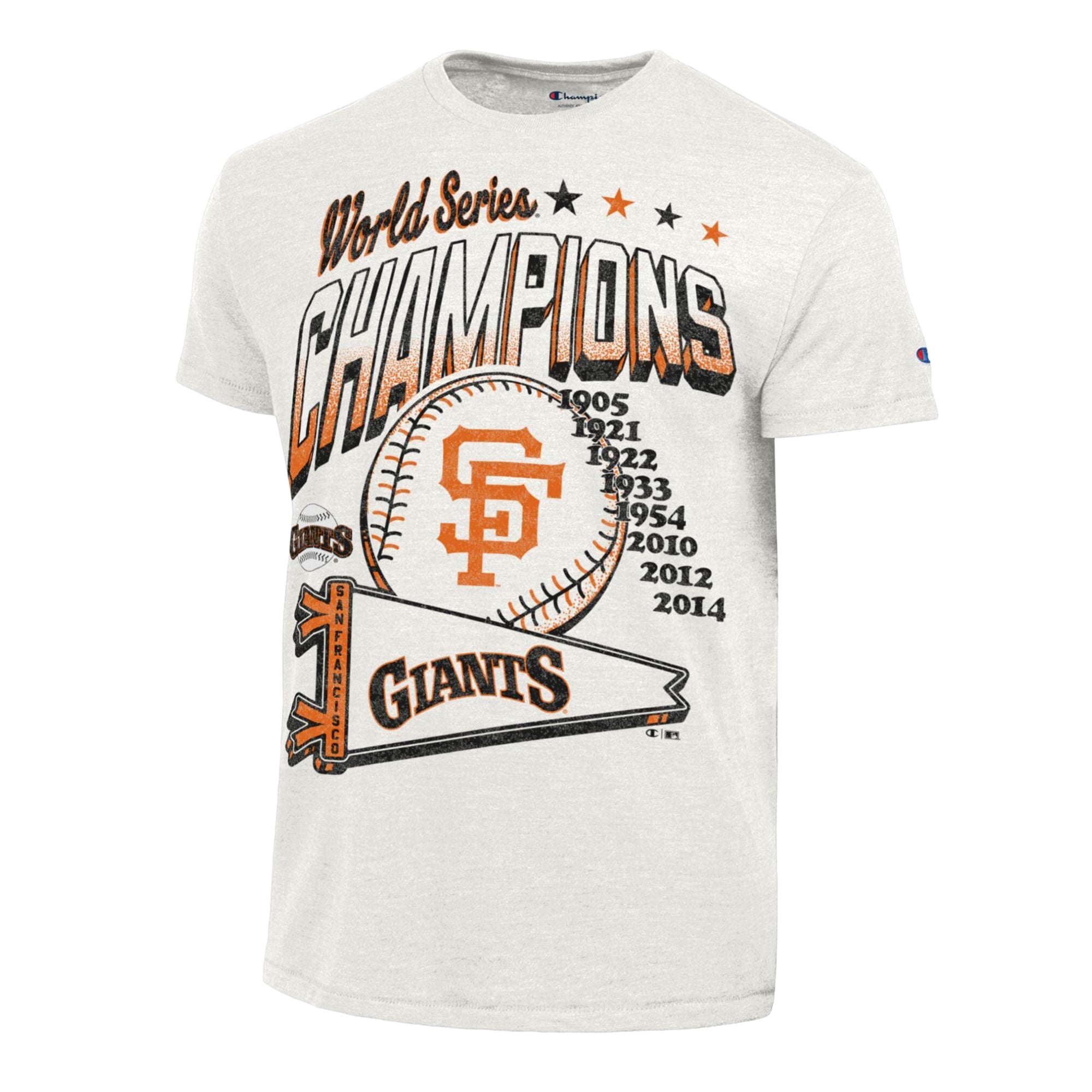 T-shirt Champion crème pour homme, collection Cooperstown, San Francisco Giants, tradition gagnante, mélange de trois matières