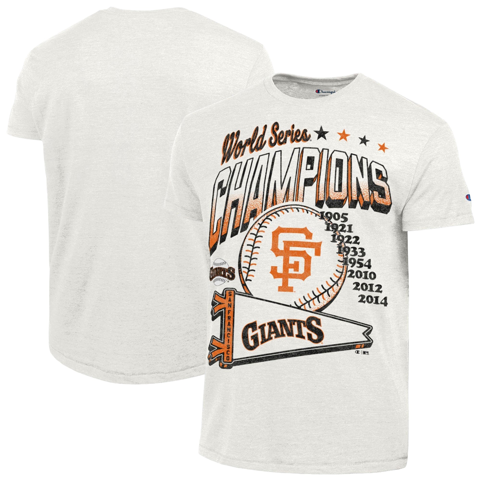 T-shirt Champion crème pour homme, collection Cooperstown, San Francisco Giants, tradition gagnante, mélange de trois matières