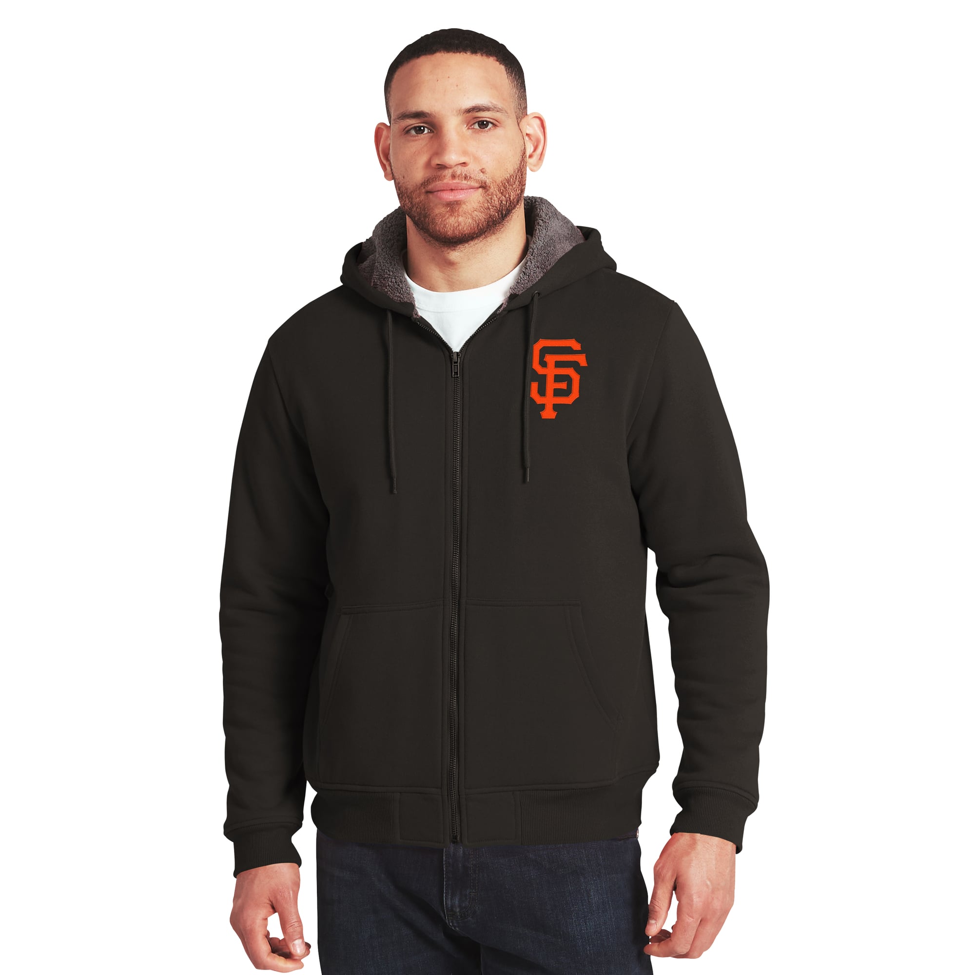 Sweat-shirt zippé intégral noir et gris à doublure sherpa de la collection Darius Rucker pour homme par Fanatics, San Francisco Giants