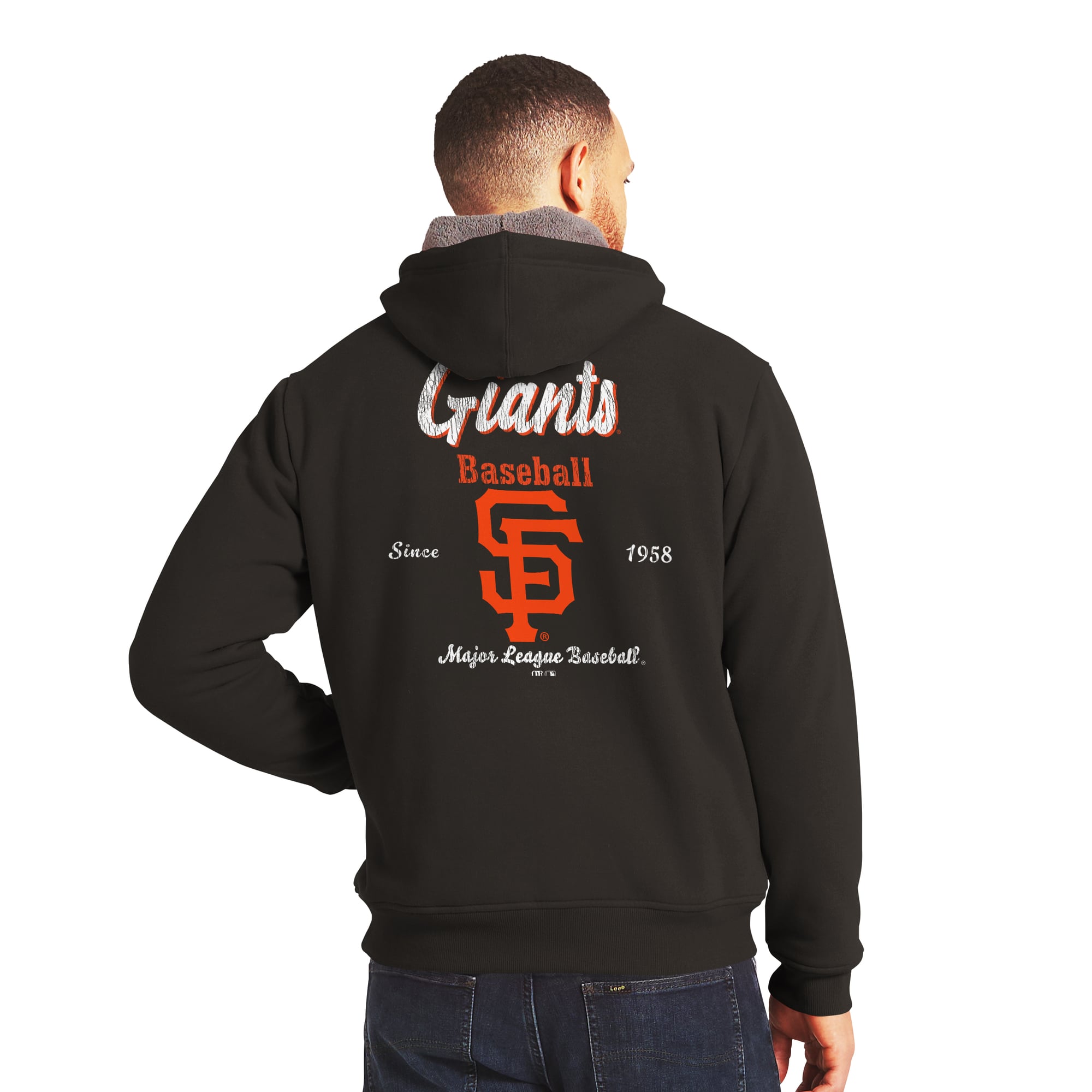 Sweat-shirt zippé intégral noir et gris à doublure sherpa de la collection Darius Rucker pour homme par Fanatics, San Francisco Giants