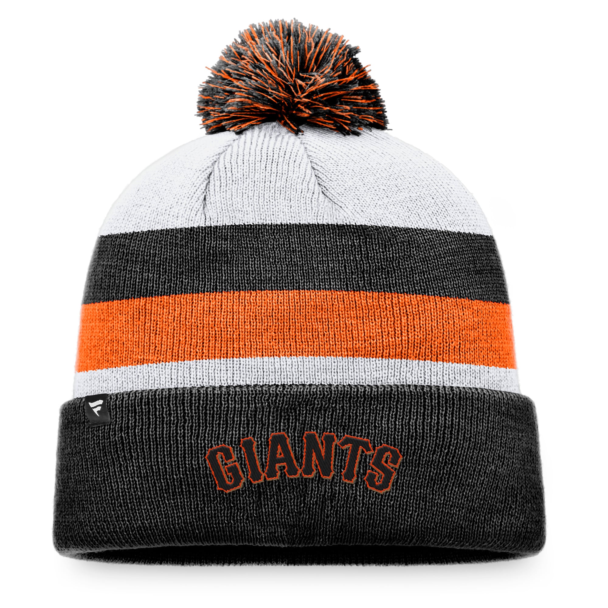 Bonnet en tricot à revers à rayures Fanatics pour hommes, noir, San Francisco Giants, avec pompon