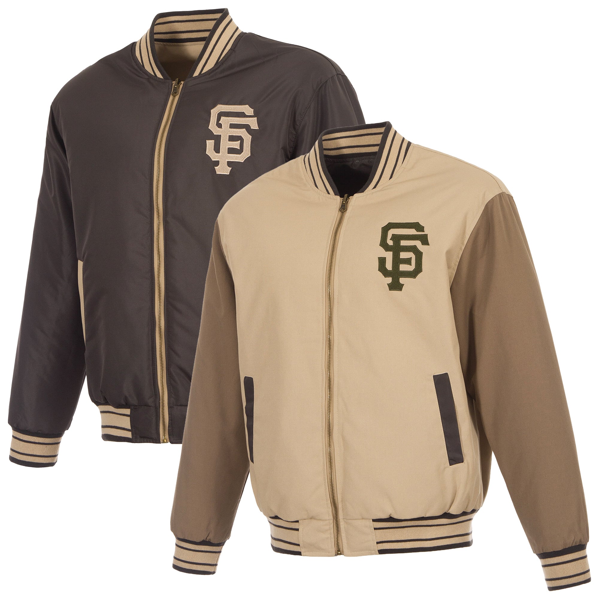 Men's JH Design Tan/Brown San Francisco Giants Reversible Canvas Full-Zip Jacket