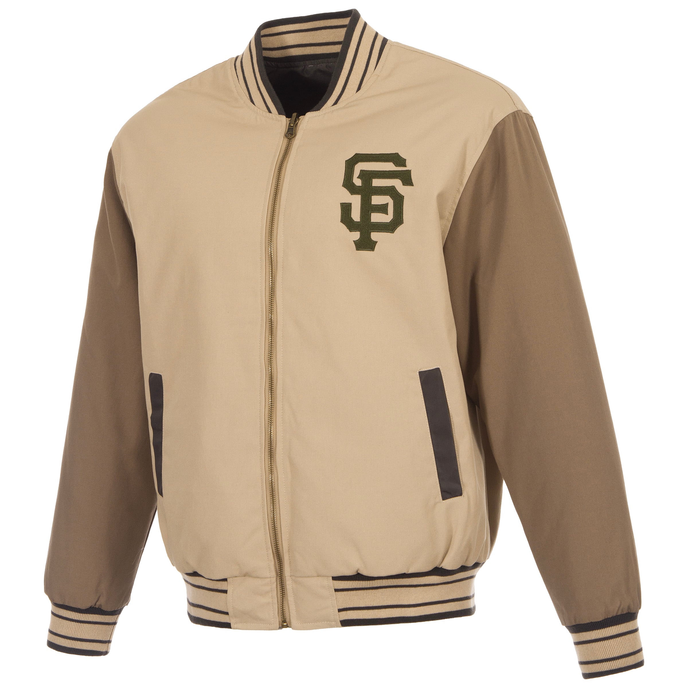 Men's JH Design Tan/Brown San Francisco Giants Reversible Canvas Full-Zip Jacket