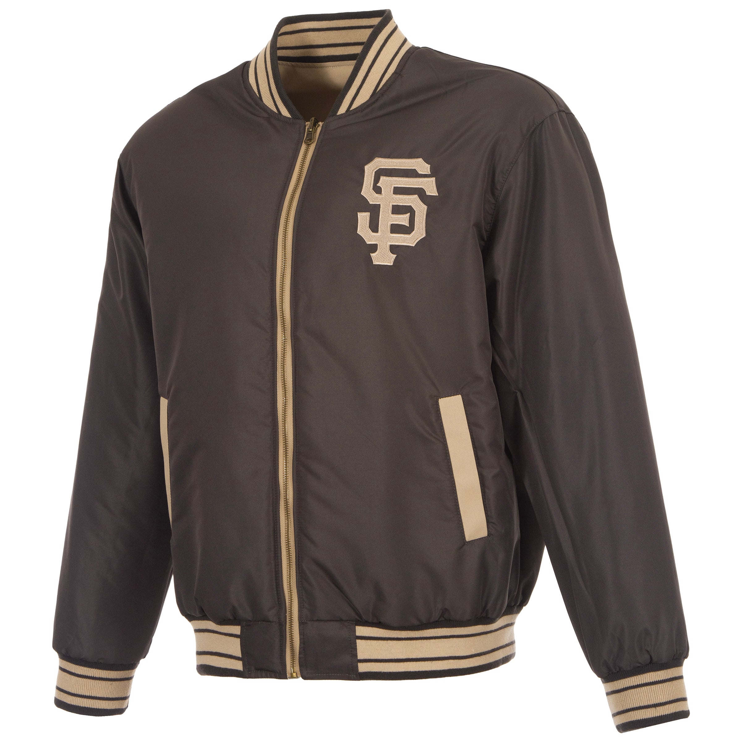Men's JH Design Tan/Brown San Francisco Giants Reversible Canvas Full-Zip Jacket