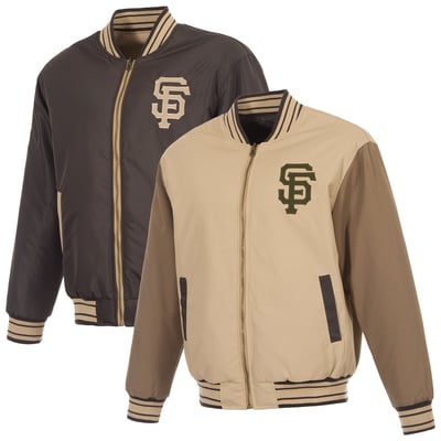 San Francisco Giants JH Design Reversible Canvas Full-Zip Jacket - Tan/Brown