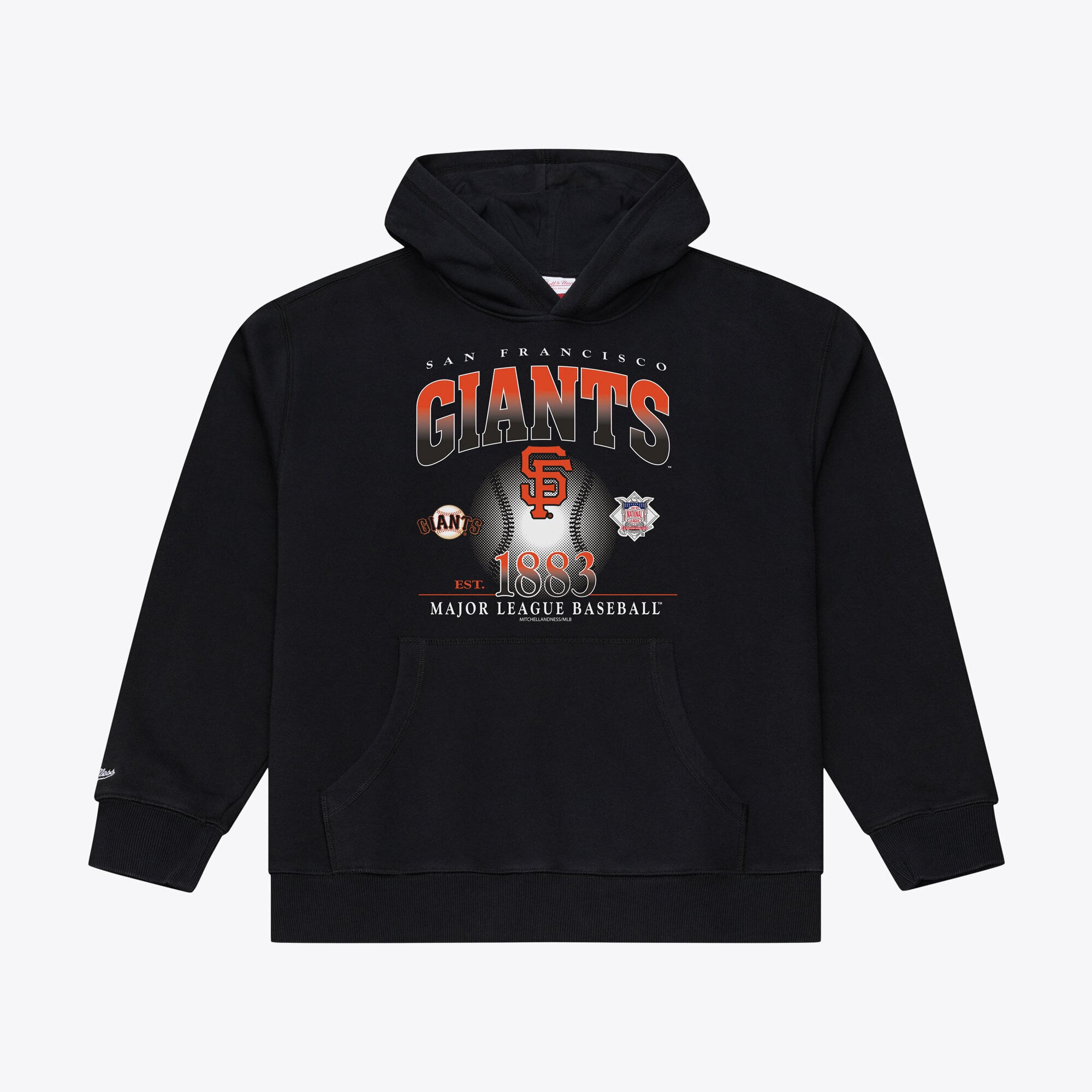 Sweat à capuche en polaire Mitchell & Ness Core Essentials noir pour homme, San Francisco Giants