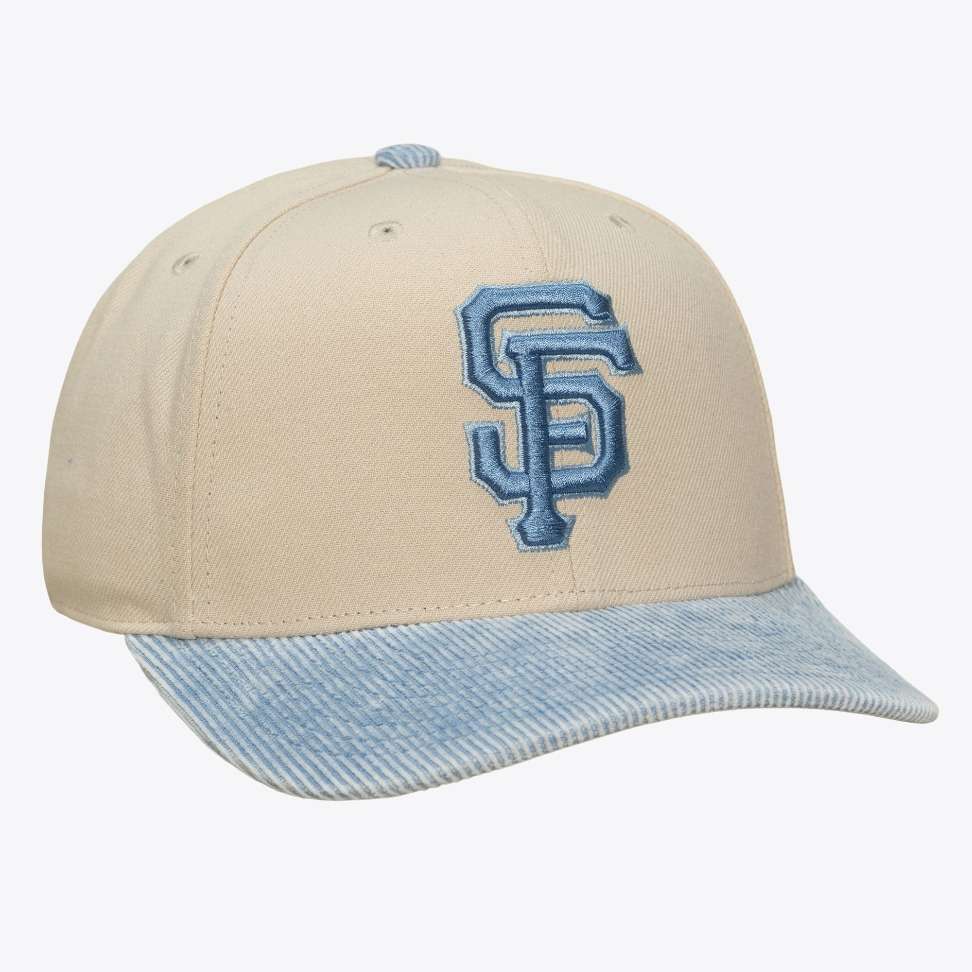Men's Mitchell & Ness Cream/Light Blue San Francisco Giants Washed Corduroy Pro Crown Snapback Hat