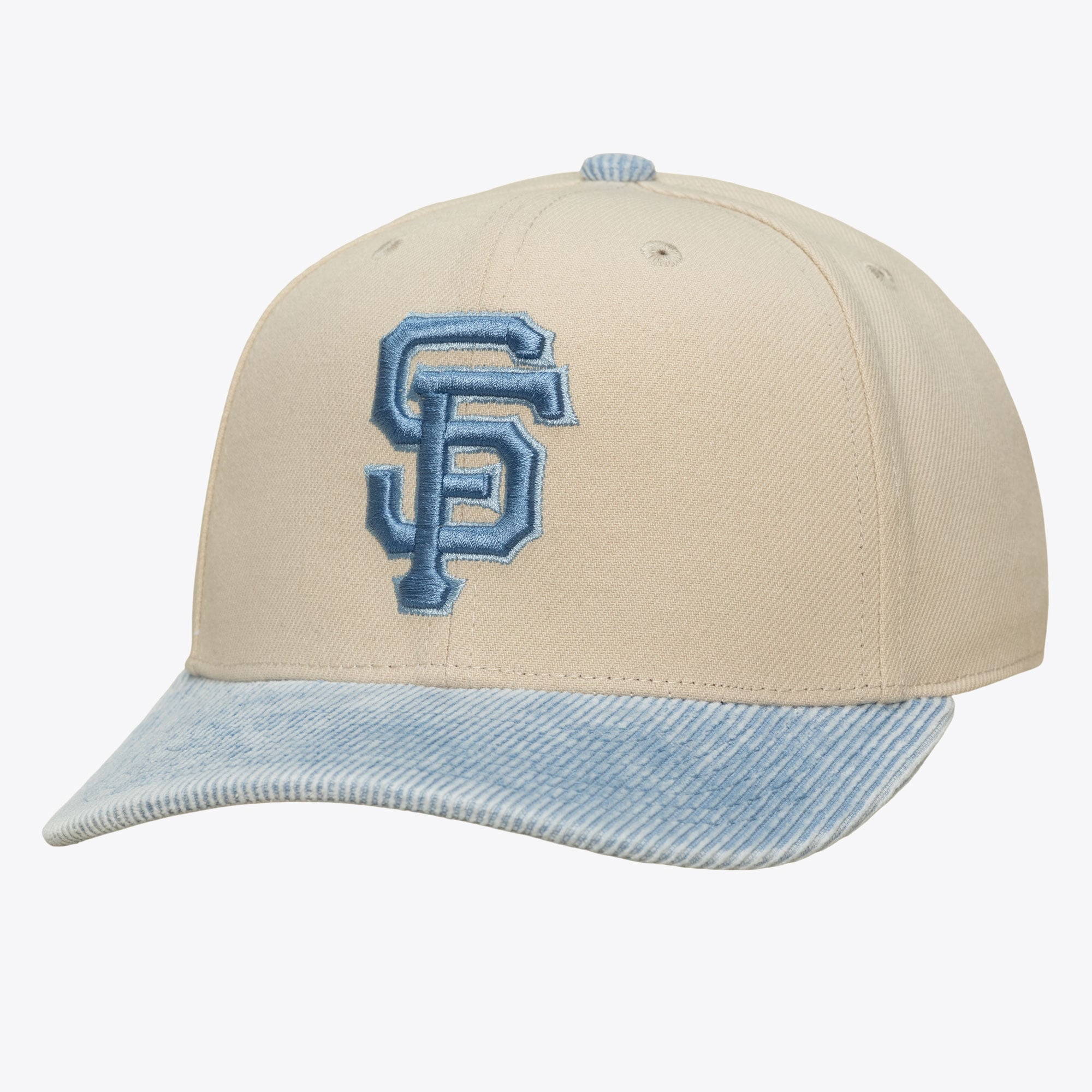 Men's Mitchell & Ness Cream/Light Blue San Francisco Giants Washed Corduroy Pro Crown Snapback Hat