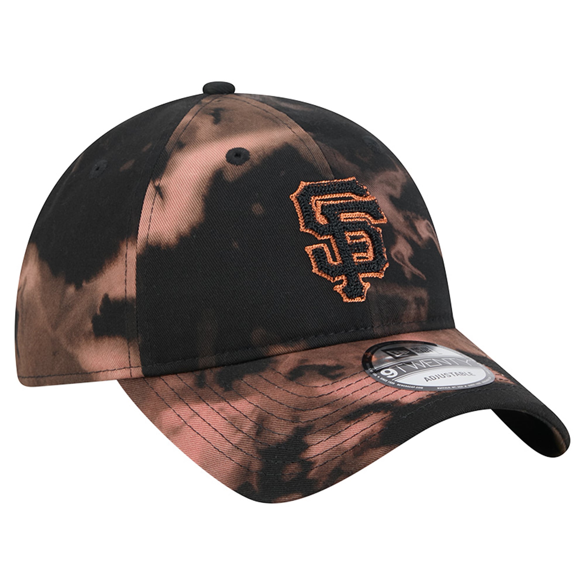 Men's New Era  Black San Francisco Giants Bleach Wash 9TWENTY Adjustable Hat