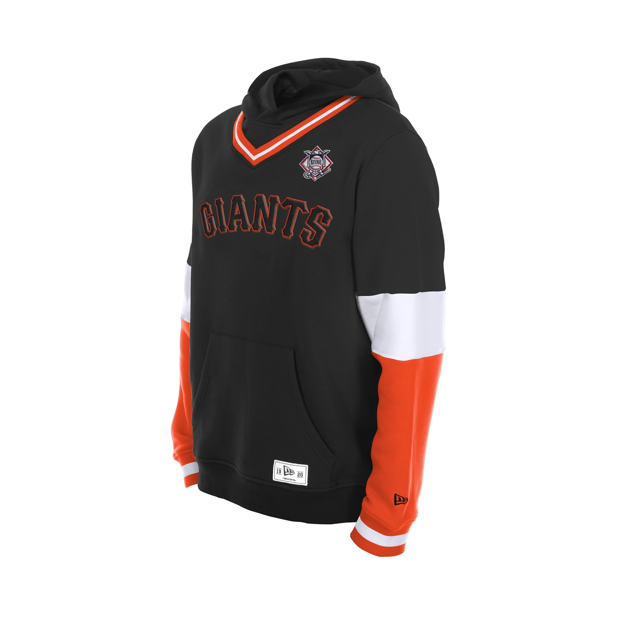 Sweat à capuche New Era noir col en V et blocs de couleurs des Giants San Francisco pour homme