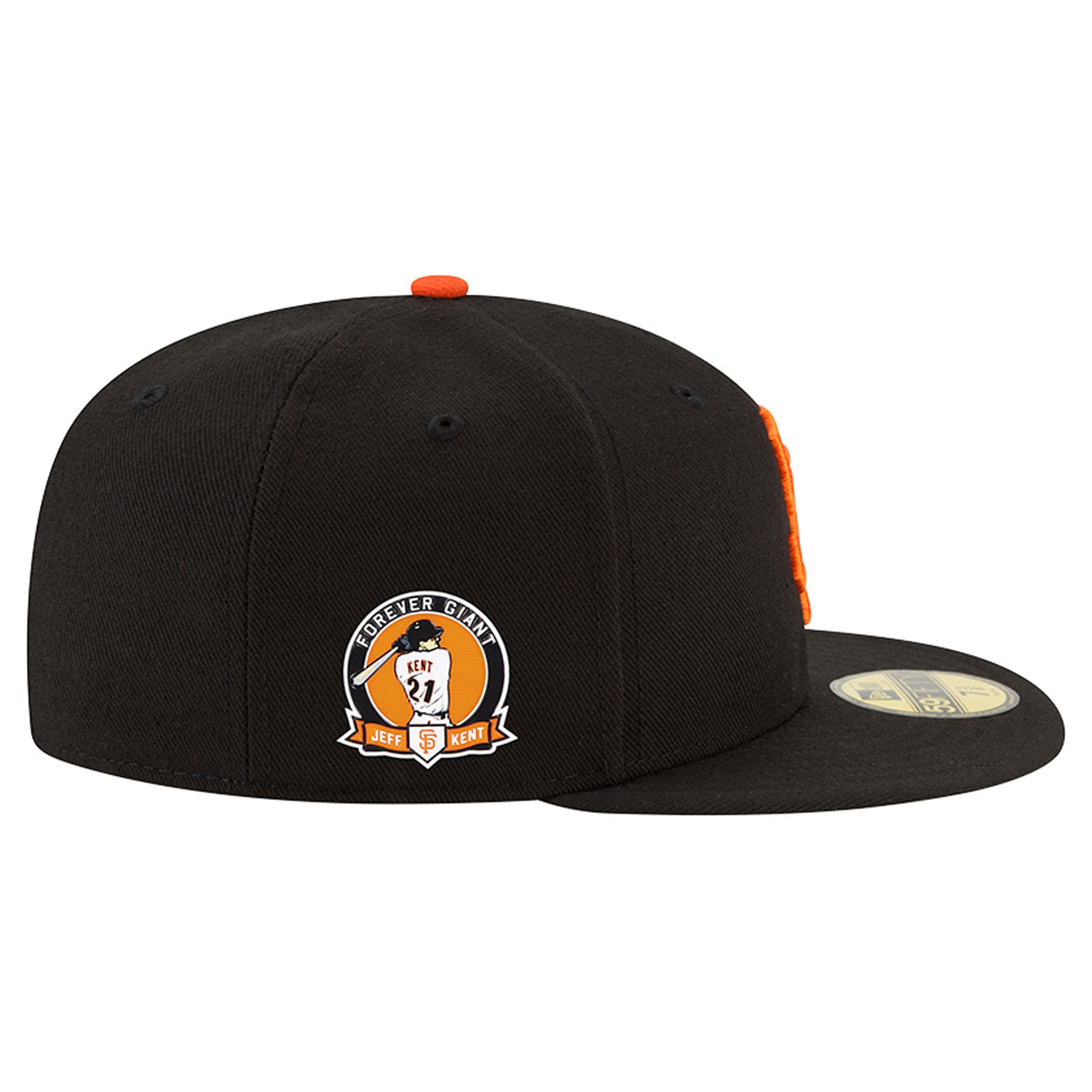 Casquette ajustée New Era noire pour homme, collection authentique San Francisco Giants, numéro de retrait Jeff Kent, référence 59FIFTY
