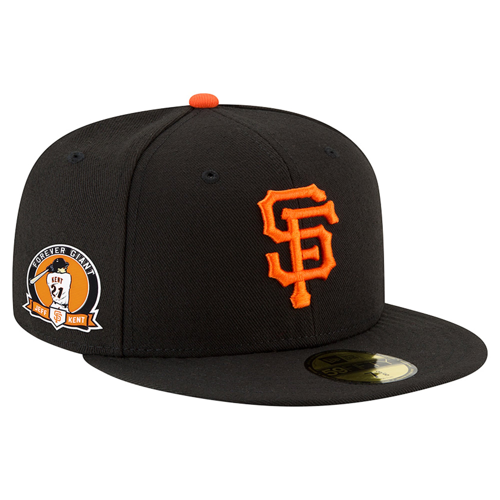 Casquette ajustée New Era noire pour homme, collection authentique San Francisco Giants, numéro de retrait Jeff Kent, référence 59FIFTY