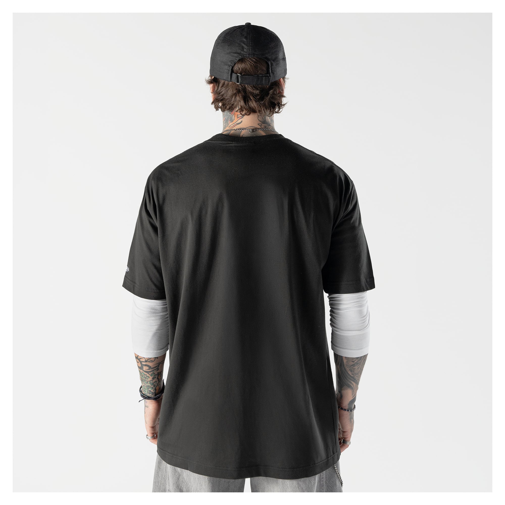 T-shirt New Era noir pour homme, motif peinture en aérosol phosphorescente, San Francisco Giants.