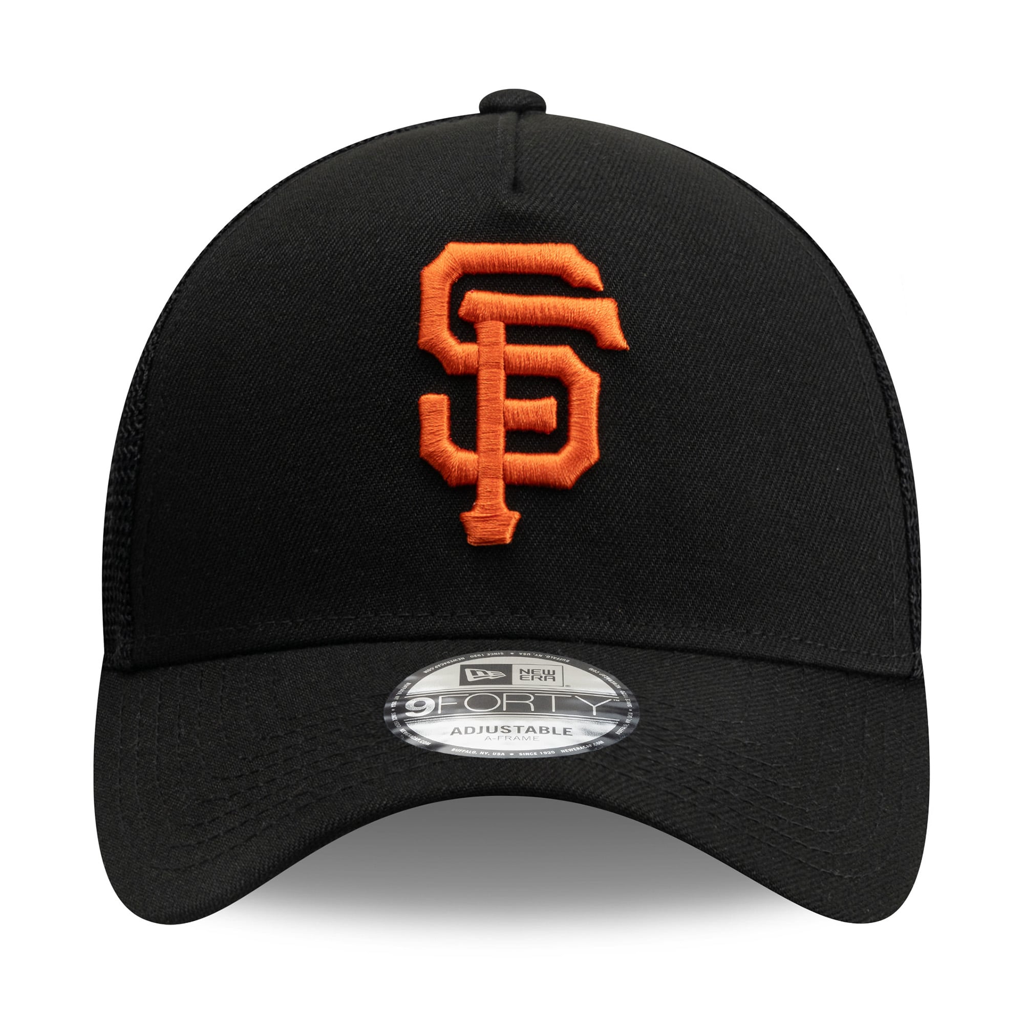 Casquette trucker ajustable New Era noire San Francisco Giants 9FORTY à logo latéral, modèle A-Frame, pour homme
