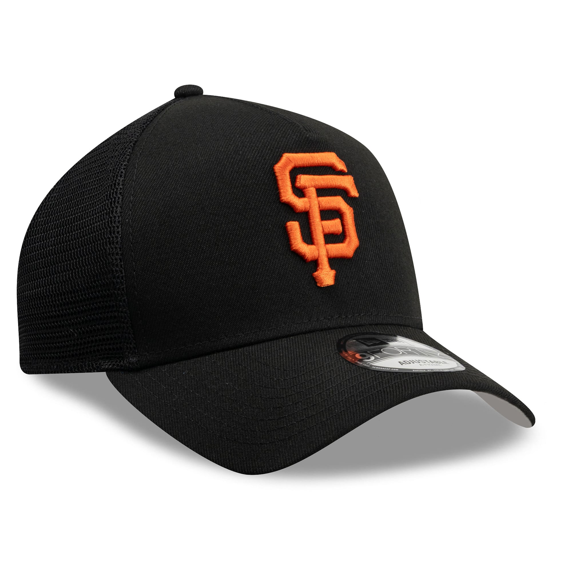 Casquette trucker ajustable New Era noire San Francisco Giants 9FORTY à logo latéral, modèle A-Frame, pour homme