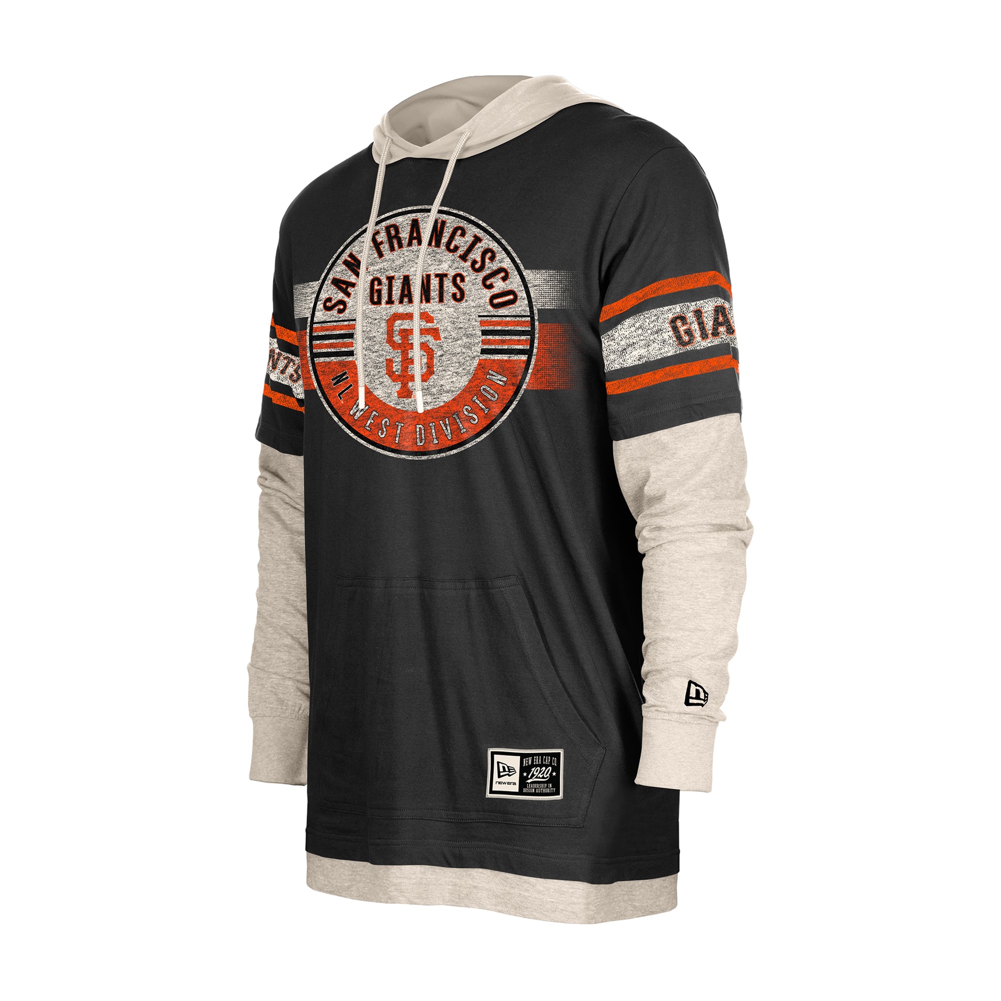 Sweat à capuche rétro New Era noir et crème pour homme, modèle San Francisco Giants.