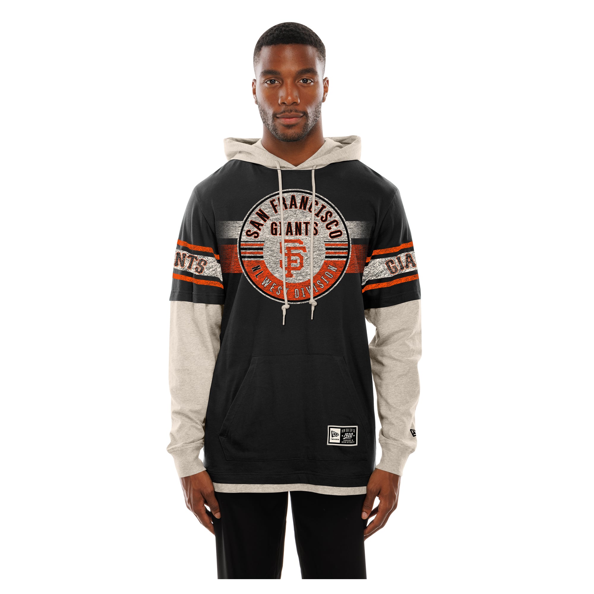 Sweat à capuche rétro New Era noir et crème pour homme, modèle San Francisco Giants.