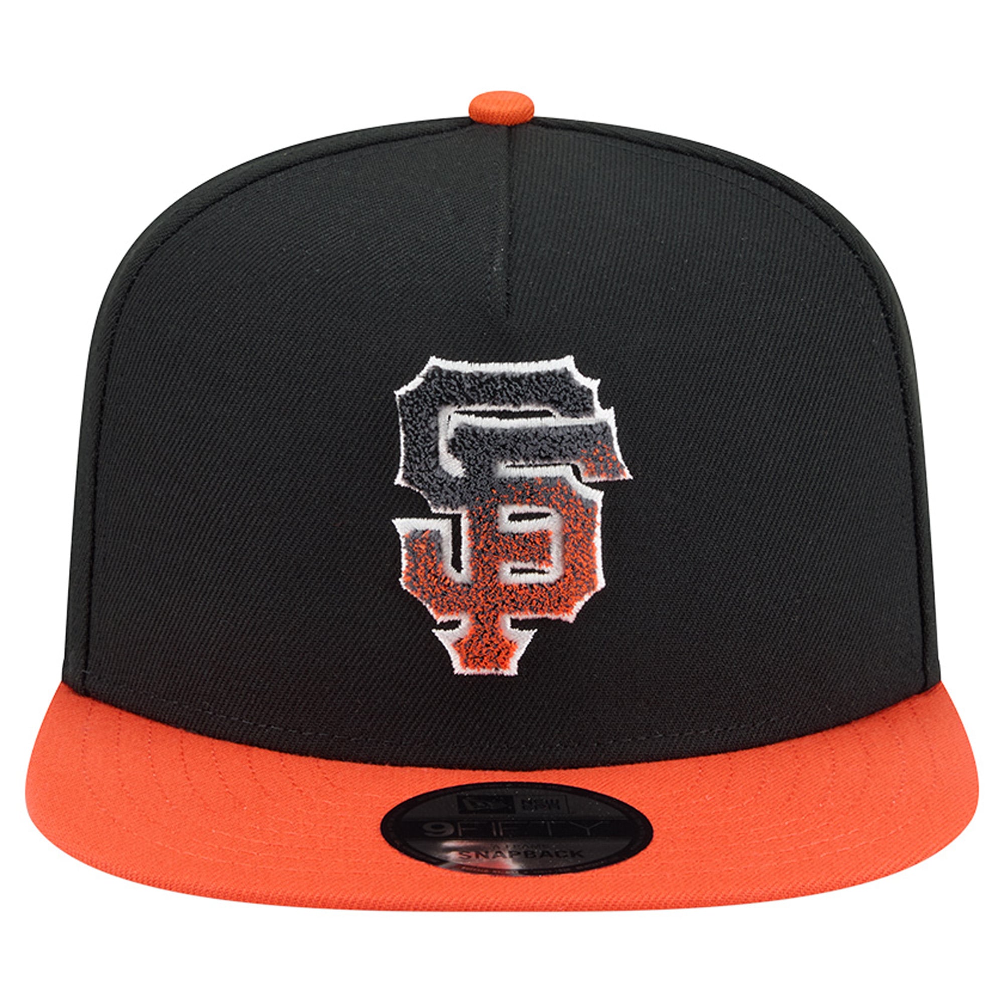 Casquette snapback New Era 9FIFTY pour homme, noire et orange, motif chenille dégradé San Francisco Giants