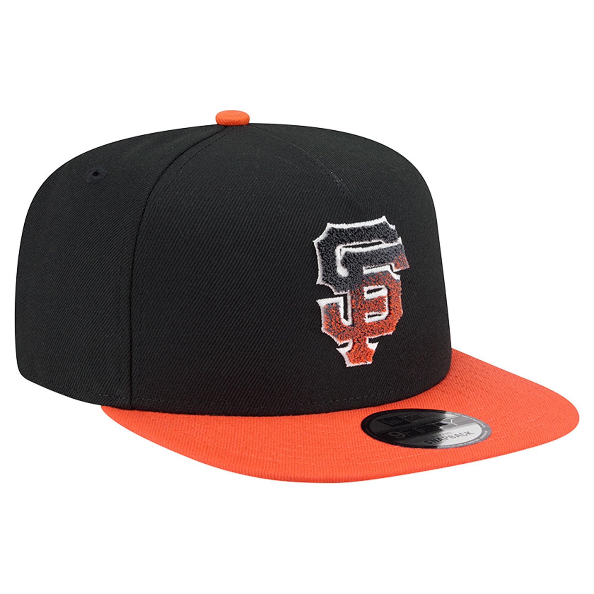 Casquette snapback New Era 9FIFTY pour homme, noire et orange, motif chenille dégradé San Francisco Giants