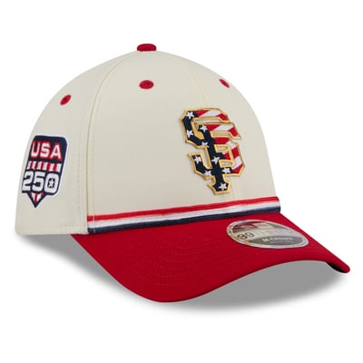 San Francisco Giants New Era USA 250 Fourth of July 39THIRTY M-Crown Flex Hat - Cream/Red